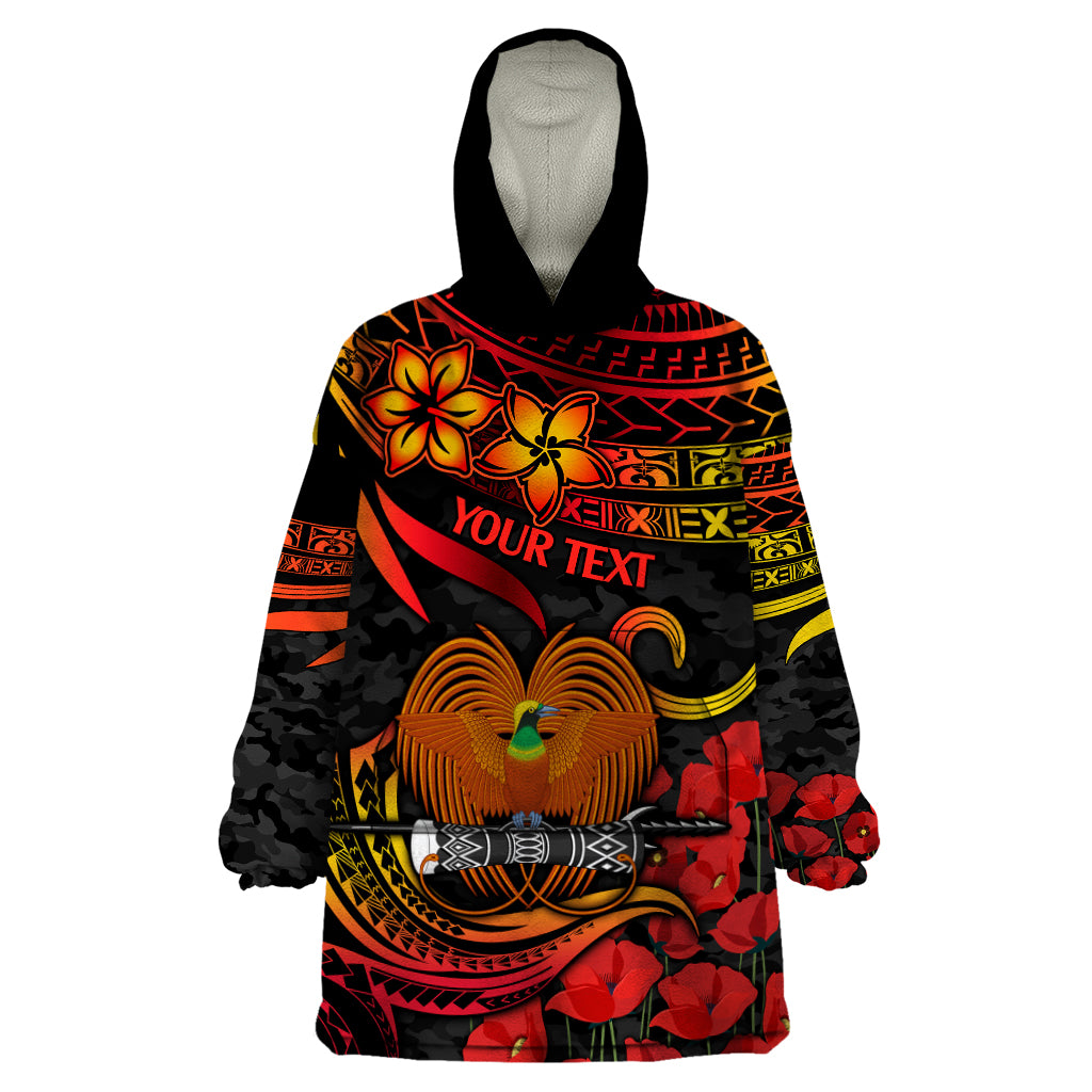 Custom PNG Remembrance Day Wearable Blanket Hoodie Polynesian Tribal and Poppy LT9 One Size Red - Polynesian Pride