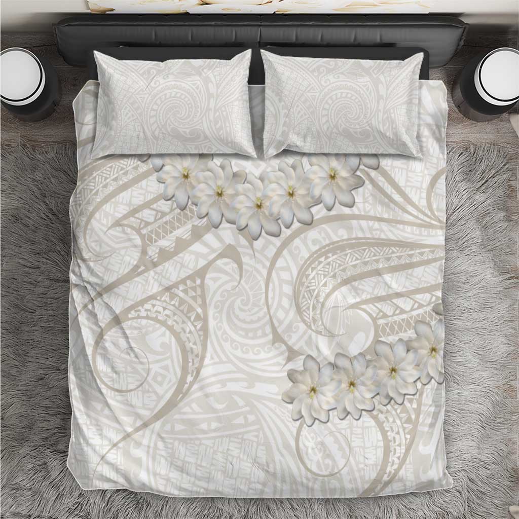 Tokelau Gardenia Thunbergia Bedding Set Black Polynesian Art Vibe