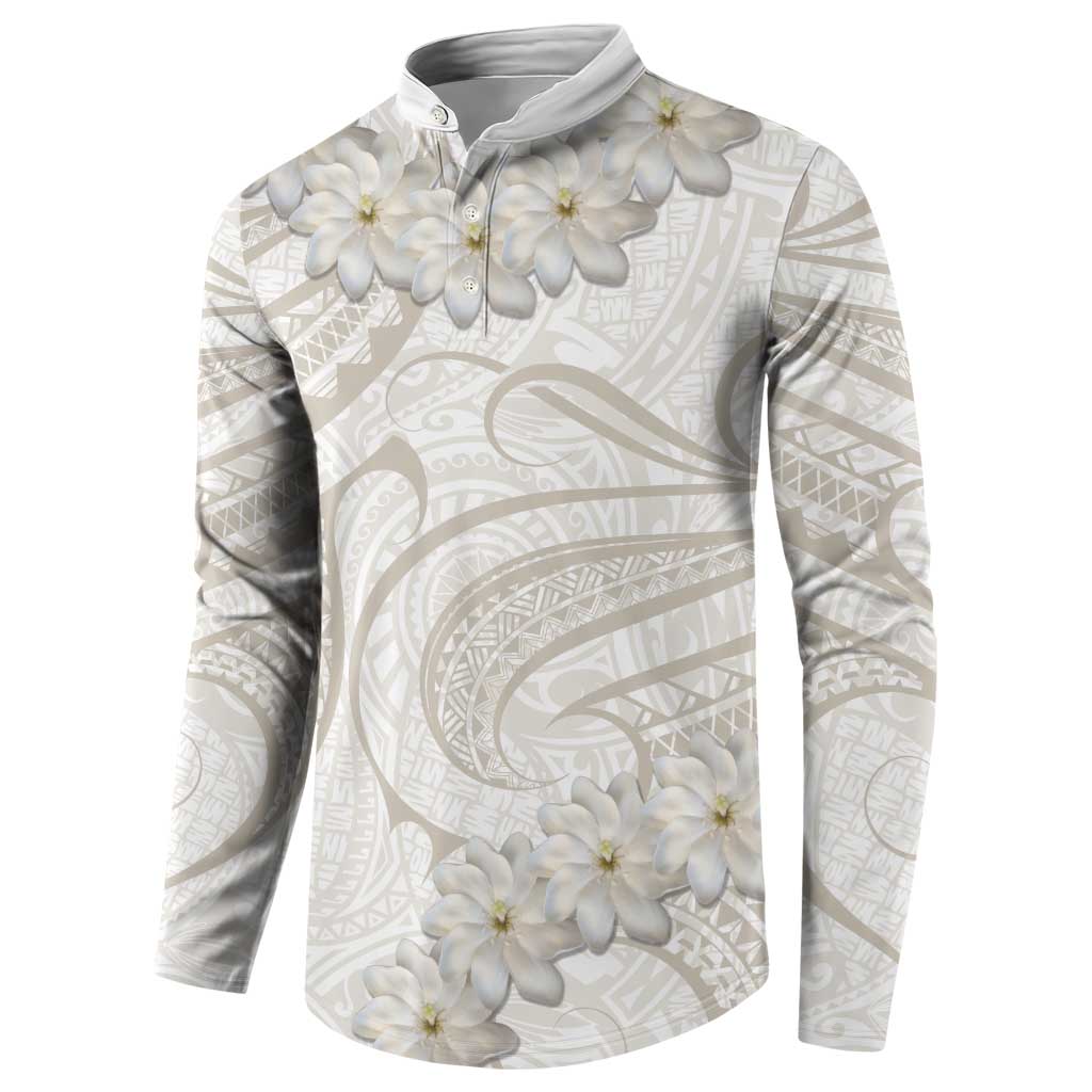 Tokelau Gardenia Thunbergia Button Sweatshirt Black Polynesian Art Vibe