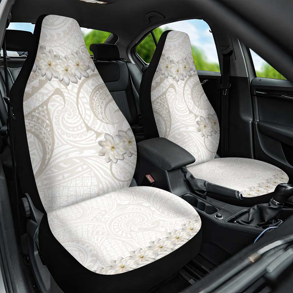 Tokelau Gardenia Thunbergia Car Seat Cover Black Polynesian Art Vibe