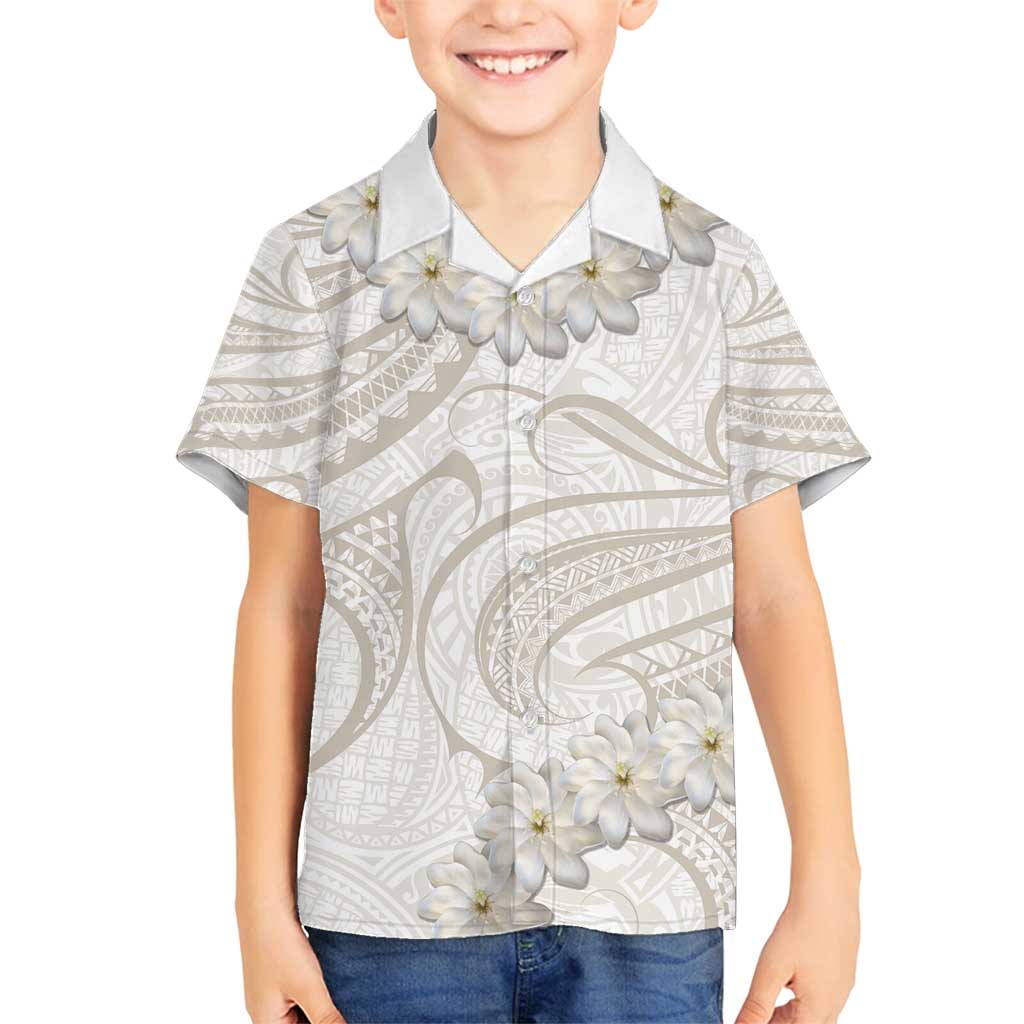 Tokelau Gardenia Thunbergia Family Matching Long Sleeve Bodycon Dress and Hawaiian Shirt Black Polynesian Art Vibe