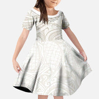 Tokelau Gardenia Thunbergia Family Matching Mermaid Dress and Hawaiian Shirt Black Polynesian Art Vibe