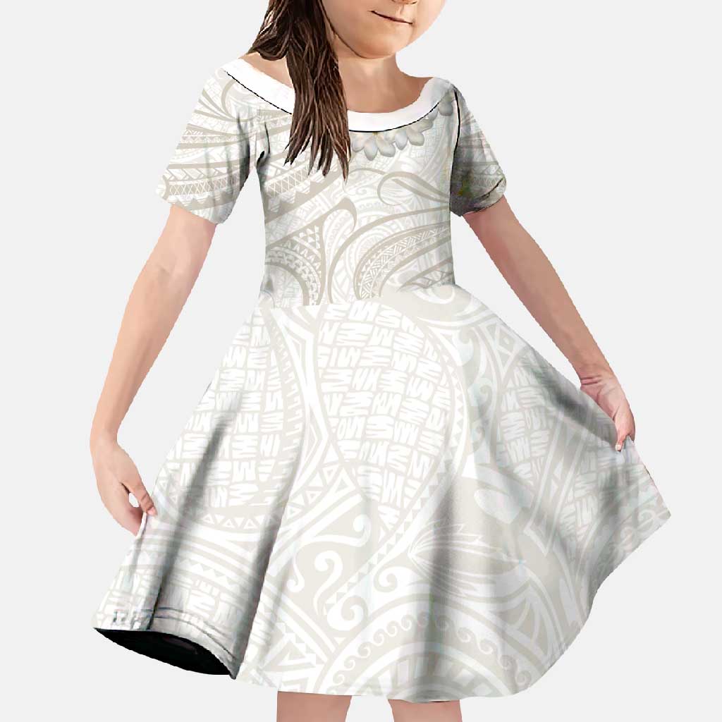 Tokelau Gardenia Thunbergia Family Matching Short Sleeve Bodycon Dress and Hawaiian Shirt Black Polynesian Art Vibe