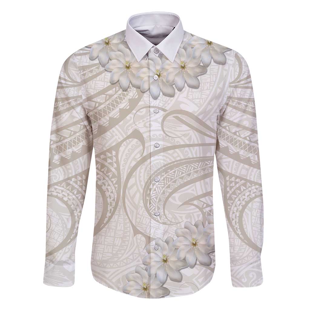 Tokelau Gardenia Thunbergia Family Matching Summer Maxi Dress and Hawaiian Shirt Black Polynesian Art Vibe