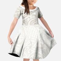 Tokelau Gardenia Thunbergia Kid Short Sleeve Dress Black Polynesian Art Vibe