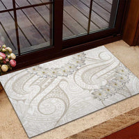 Tokelau Gardenia Thunbergia Rubber Doormat Black Polynesian Art Vibe
