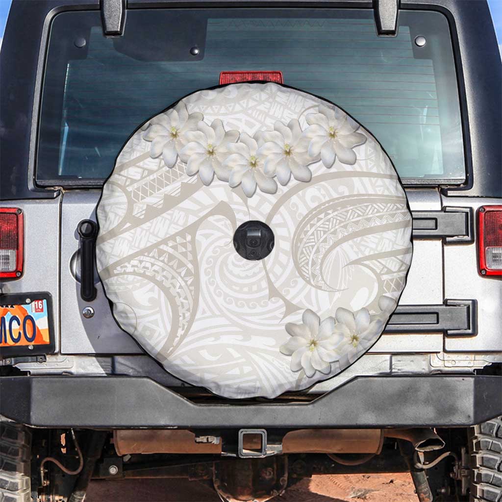 Tokelau Gardenia Thunbergia Spare Tire Cover Black Polynesian Art Vibe