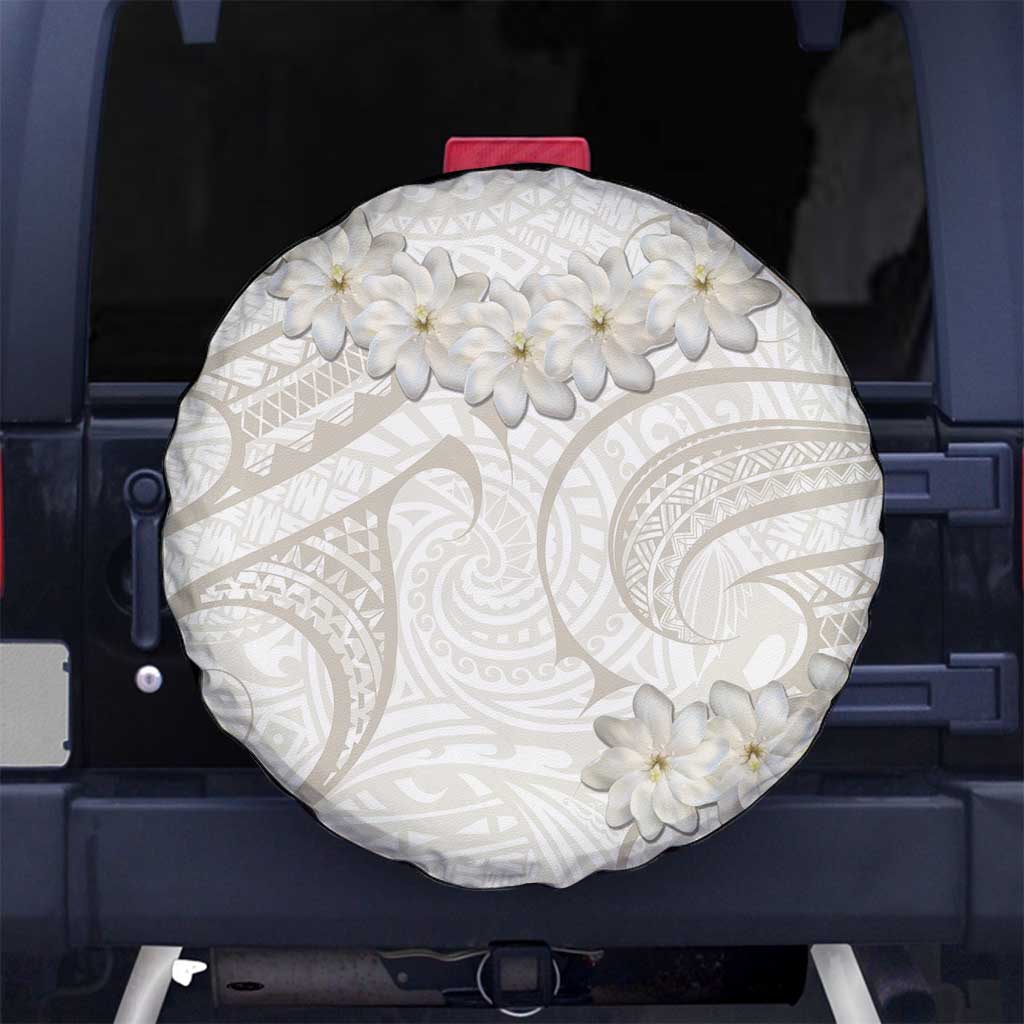 Tokelau Gardenia Thunbergia Spare Tire Cover Black Polynesian Art Vibe
