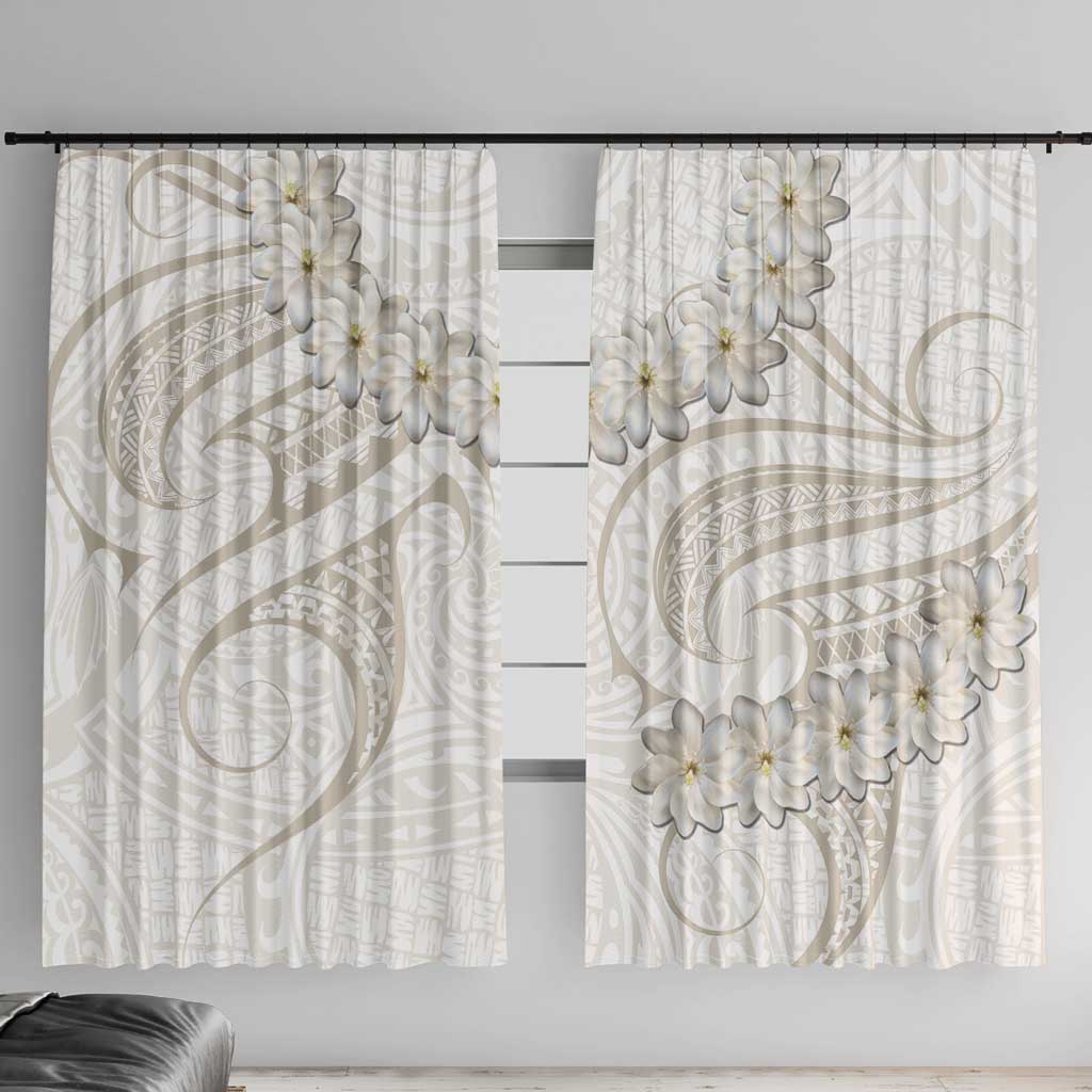 Tokelau Gardenia Thunbergia Window Curtain Black Polynesian Art Vibe