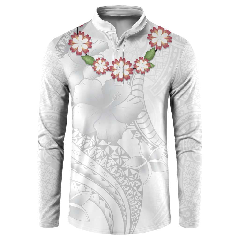 Manuia le Aso Sa o Tamaiti Tonga Button Sweatshirt White Sunday Heilala Lei