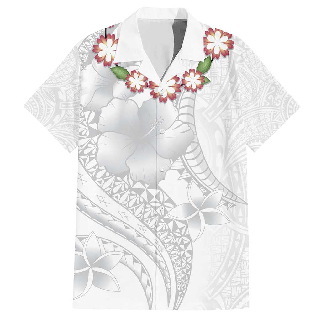 Manuia le Aso Sa o Tamaiti Tonga Hawaiian Shirt White Sunday Heilala Lei