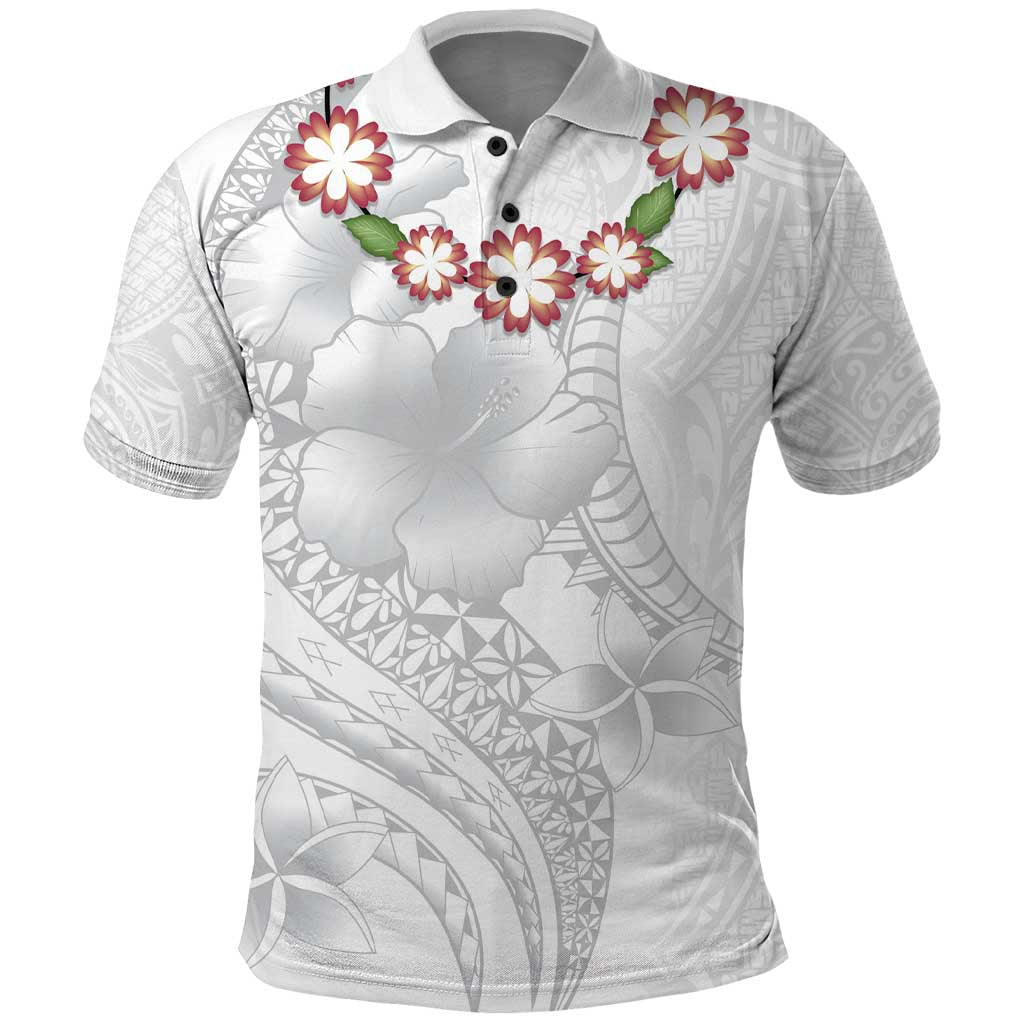 Manuia le Aso Sa o Tamaiti Tonga Polo Shirt White Sunday Heilala Lei