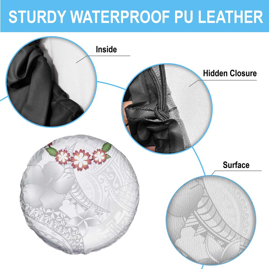 Manuia le Aso Sa o Tamaiti Tonga Spare Tire Cover White Sunday Heilala Lei