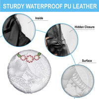 Manuia le Aso Sa o Tamaiti Tonga Spare Tire Cover White Sunday Heilala Lei