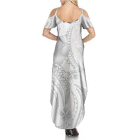 Manuia le Aso Sa o Tamaiti Tonga Summer Maxi Dress White Sunday Heilala Lei