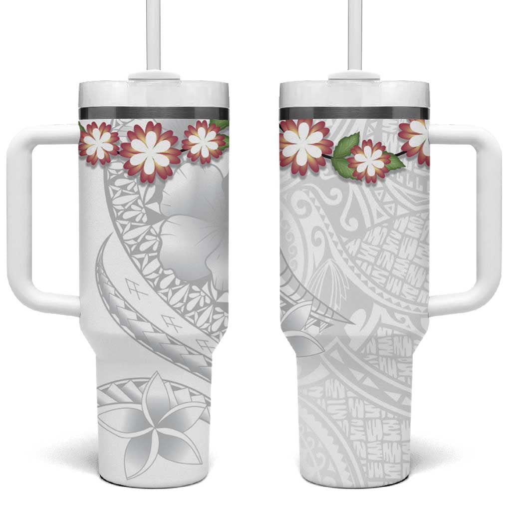 Manuia le Aso Sa o Tamaiti Tonga Tumbler With Handle White Sunday Heilala Lei