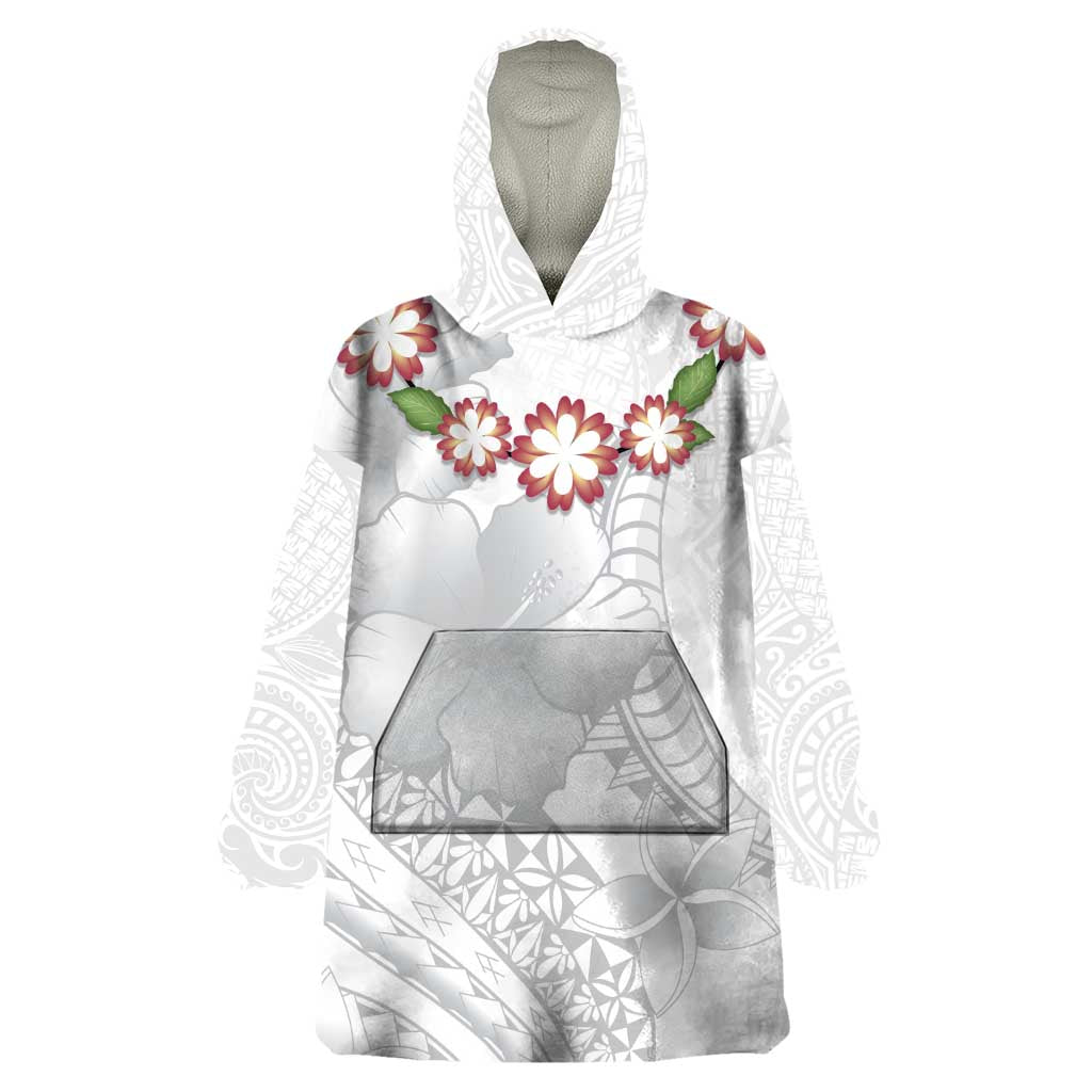 Manuia le Aso Sa o Tamaiti Tonga Wearable Blanket Hoodie White Sunday Heilala Lei