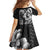 Hawaiian Sea Turtle Family Matching Long Sleeve Bodycon Dress and Hawaiian Shirt Black Hibiscus Flowers and Kakau Pattern