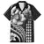 Hawaiian Sea Turtle Family Matching Long Sleeve Bodycon Dress and Hawaiian Shirt Black Hibiscus Flowers and Kakau Pattern