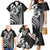 Hawaiian Sea Turtle Family Matching Mermaid Dress and Hawaiian Shirt Black Hibiscus Flowers and Kakau Pattern