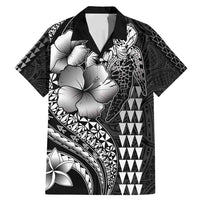 Hawaiian Sea Turtle Family Matching Mermaid Dress and Hawaiian Shirt Black Hibiscus Flowers and Kakau Pattern