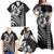 Hawaiian Sea Turtle Family Matching Off Shoulder Maxi Dress and Hawaiian Shirt Black Hibiscus Flowers and Kakau Pattern