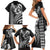 Hawaiian Sea Turtle Family Matching Short Sleeve Bodycon Dress and Hawaiian Shirt Black Hibiscus Flowers and Kakau Pattern