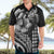 Hawaiian Sea Turtle Hawaiian Shirt Black Hibiscus Flowers and Kakau Pattern