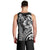 Hawaiian Sea Turtle Men Tank Top Black Hibiscus Flowers and Kakau Pattern