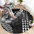 Hawaiian Sea Turtle Round Carpet Black Hibiscus Flowers and Kakau Pattern