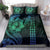 Hawaiian Sea Turtle Bedding Set Blue Hibiscus Flowers and Kakau Pattern