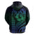 Hawaiian Sea Turtle Hoodie Blue Hibiscus Flowers and Kakau Pattern