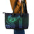 Hawaiian Sea Turtle Leather Tote Bag Blue Hibiscus Flowers and Kakau Pattern