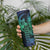 Hawaiian Sea Turtle Skinny Tumbler Blue Hibiscus Flowers and Kakau Pattern