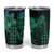 Hawaiian Sea Turtle Tumbler Cup Blue Hibiscus Flowers and Kakau Pattern