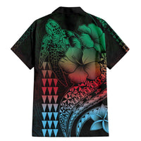 Hawaiian Sea Turtle Family Matching Mermaid Dress and Hawaiian Shirt Green Hibiscus Flowers and Kakau Pattern