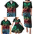 Hawaiian Sea Turtle Family Matching Puletasi and Hawaiian Shirt Green Hibiscus Flowers and Kakau Pattern