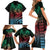 Hawaiian Sea Turtle Family Matching Short Sleeve Bodycon Dress and Hawaiian Shirt Green Hibiscus Flowers and Kakau Pattern