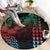 Hawaiian Sea Turtle Round Carpet Green Hibiscus Flowers and Kakau Pattern