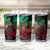 Hawaiian Sea Turtle Tumbler Cup Green Hibiscus Flowers and Kakau Pattern