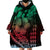 Hawaiian Sea Turtle Wearable Blanket Hoodie Green Hibiscus Flowers and Kakau Pattern