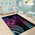 Hawaiian Sea Turtle Area Rug Pink Hibiscus Flowers and Kakau Pattern