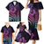 Hawaiian Sea Turtle Family Matching Mermaid Dress and Hawaiian Shirt Pink Hibiscus Flowers and Kakau Pattern