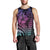 Hawaiian Sea Turtle Men Tank Top Pink Hibiscus Flowers and Kakau Pattern