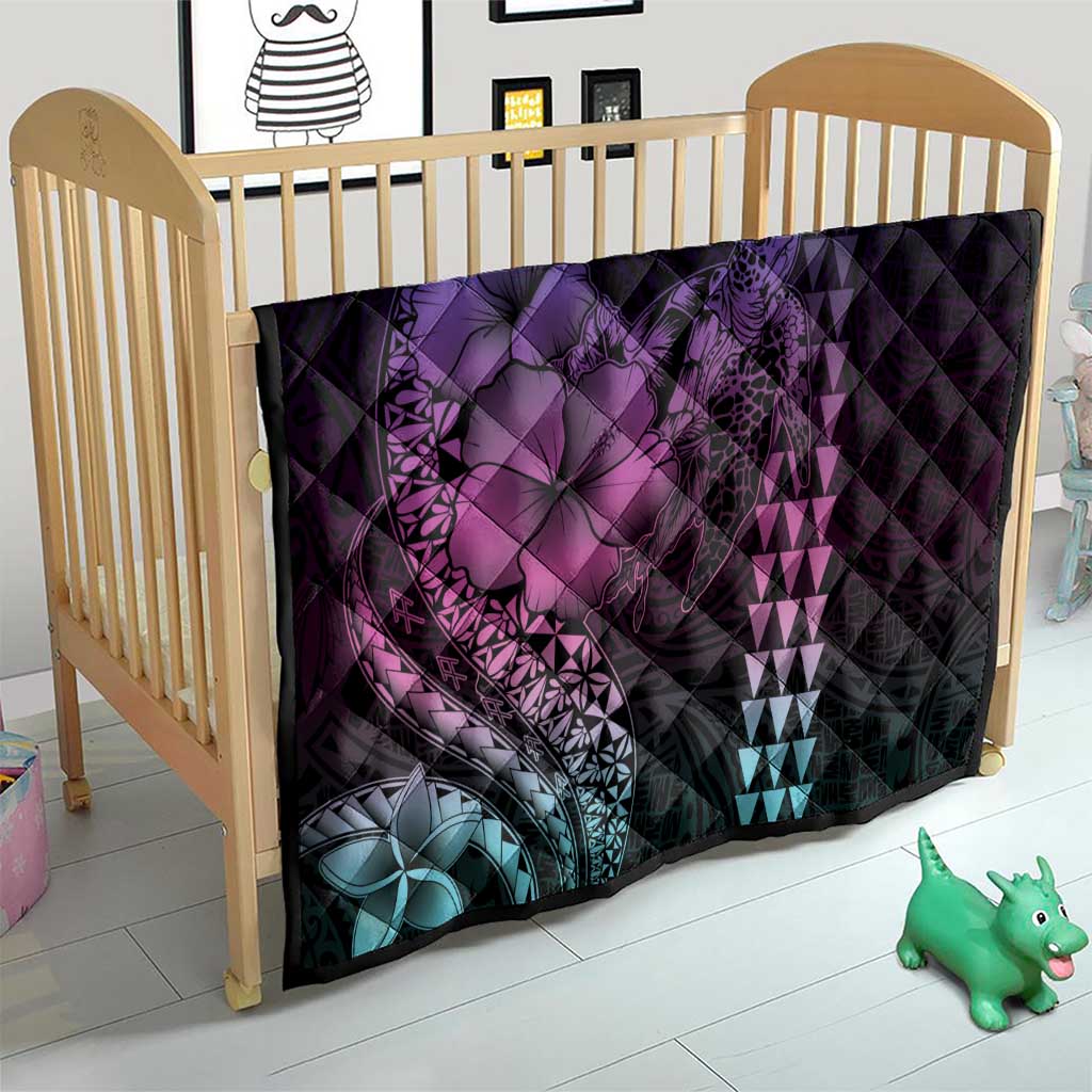 Hawaiian Sea Turtle Quilt Pink Hibiscus Flowers and Kakau Pattern