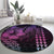 Hawaiian Sea Turtle Round Carpet Pink Hibiscus Flowers and Kakau Pattern