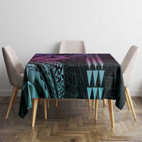 Hawaiian Sea Turtle Tablecloth Pink Hibiscus Flowers and Kakau Pattern