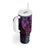 Hawaiian Sea Turtle Tumbler With Handle Pink Hibiscus Flowers and Kakau Pattern