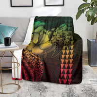Hawaiian Sea Turtle Blanket Reggae Hibiscus Flowers and Kakau Pattern