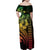 Hawaiian Sea Turtle Family Matching Off Shoulder Maxi Dress and Hawaiian Shirt Reggae Hibiscus Flowers and Kakau Pattern